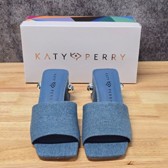Katy Perry The Gemm Stud Slide Sandal Blue Denim - Picture 2 of 11